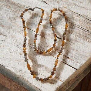 Vintage Multi-Stone Beaded Necklace With Adjustable Lobster Clasp